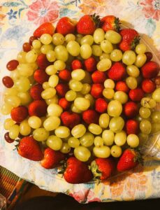 Christmas Fruit Platter with strawberries and grapes