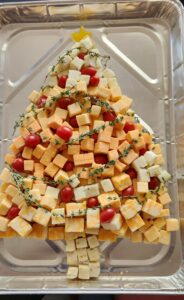 Christmas cheese platter in the tree shape